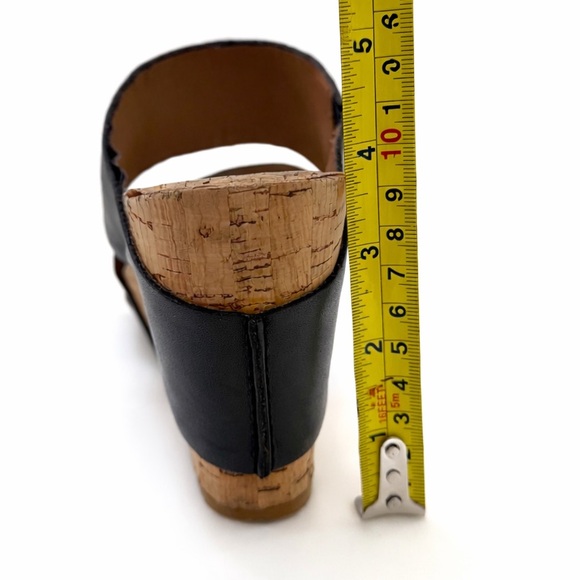 Lucky Brand Magnolia Cork Wedge Sandals Black Leather Slides Boho Comfort Size 8 - Picture 13 of 13